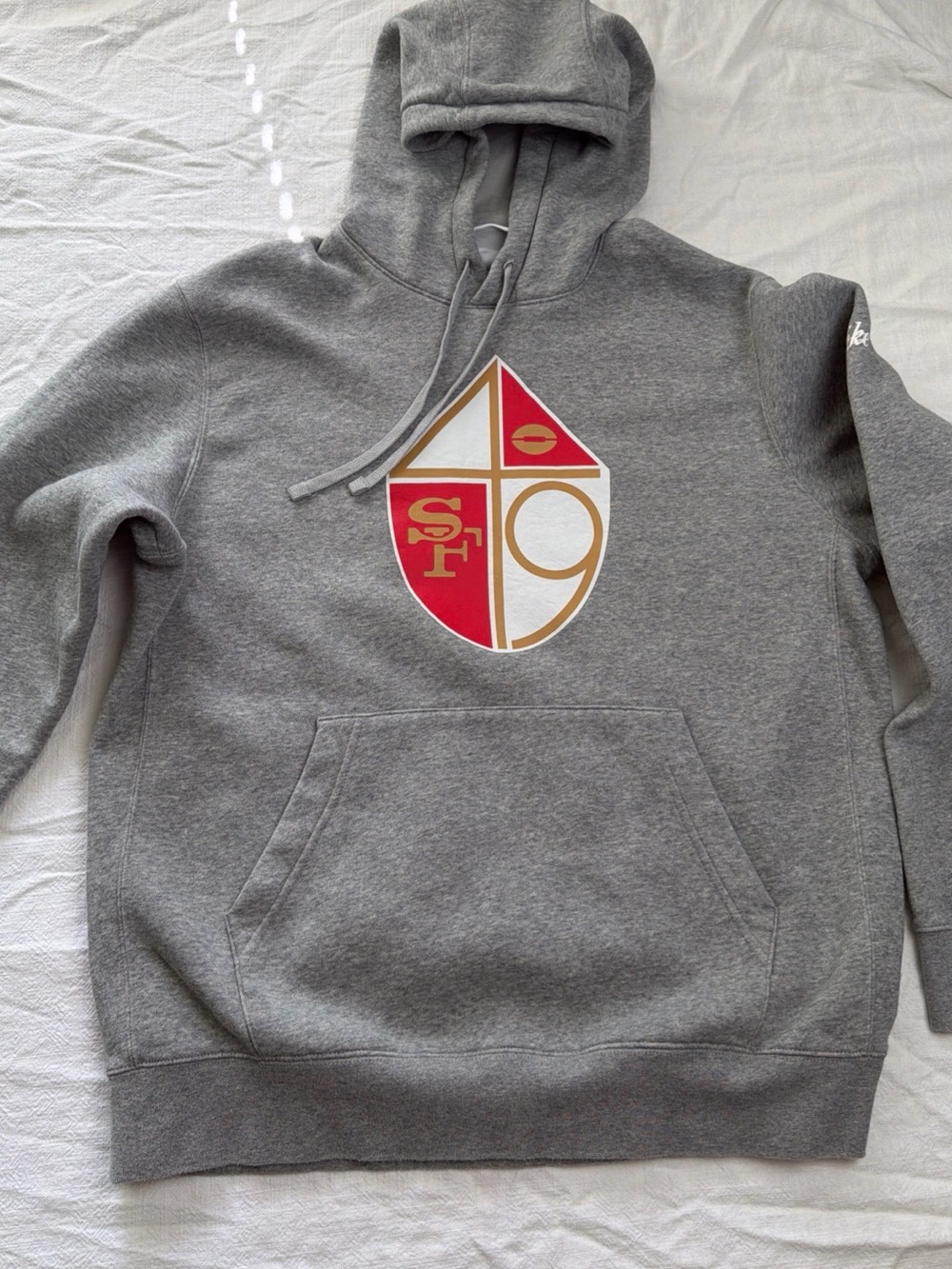 Nike Gray Hoodie with Red & Gold Crest Logo
